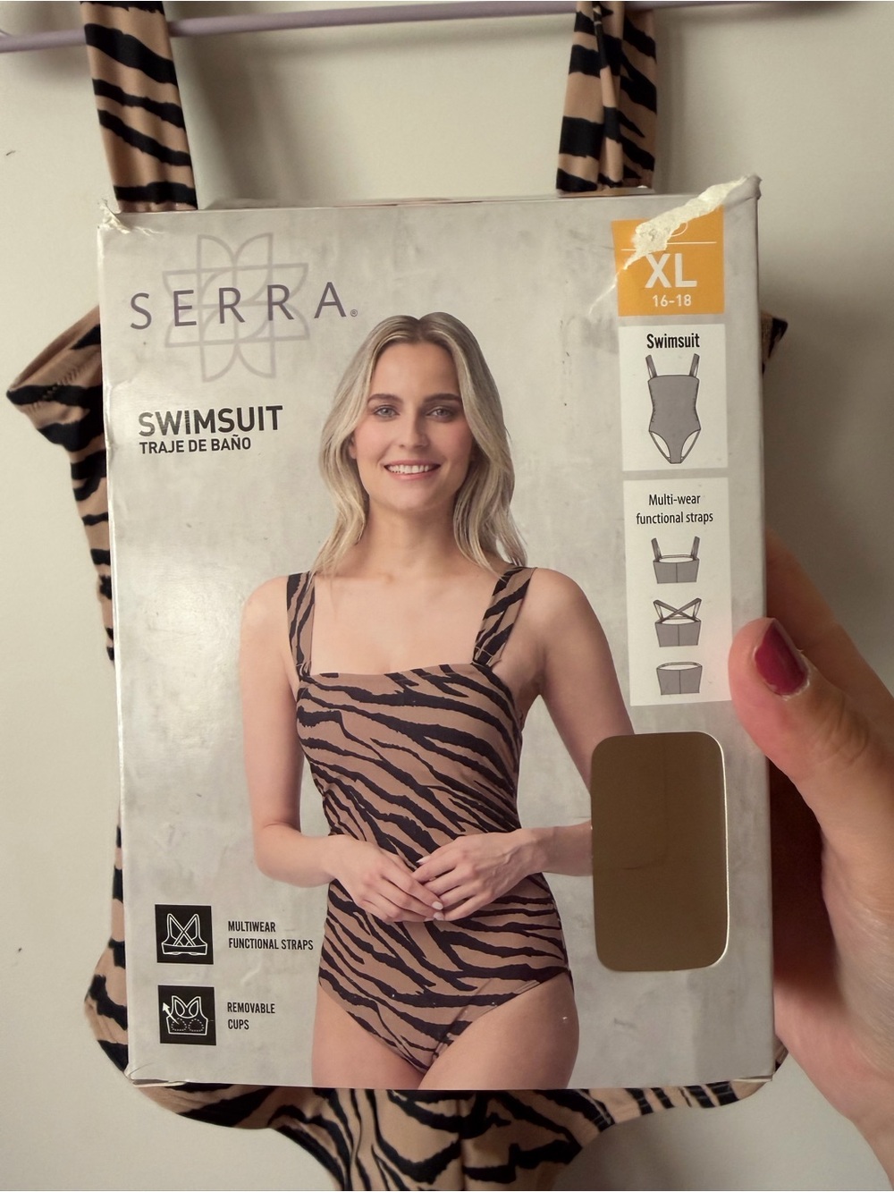 Serra Womens’ Zebra-Print One-Piece in Beige and Black - Picture 5 of 5
